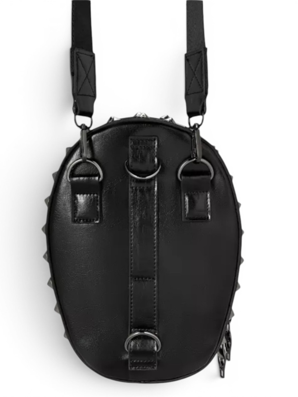 Black Skull Head Crossbody Bag Studded Goth Horror Convertible Mini Backpack New - Picture 6 of 9